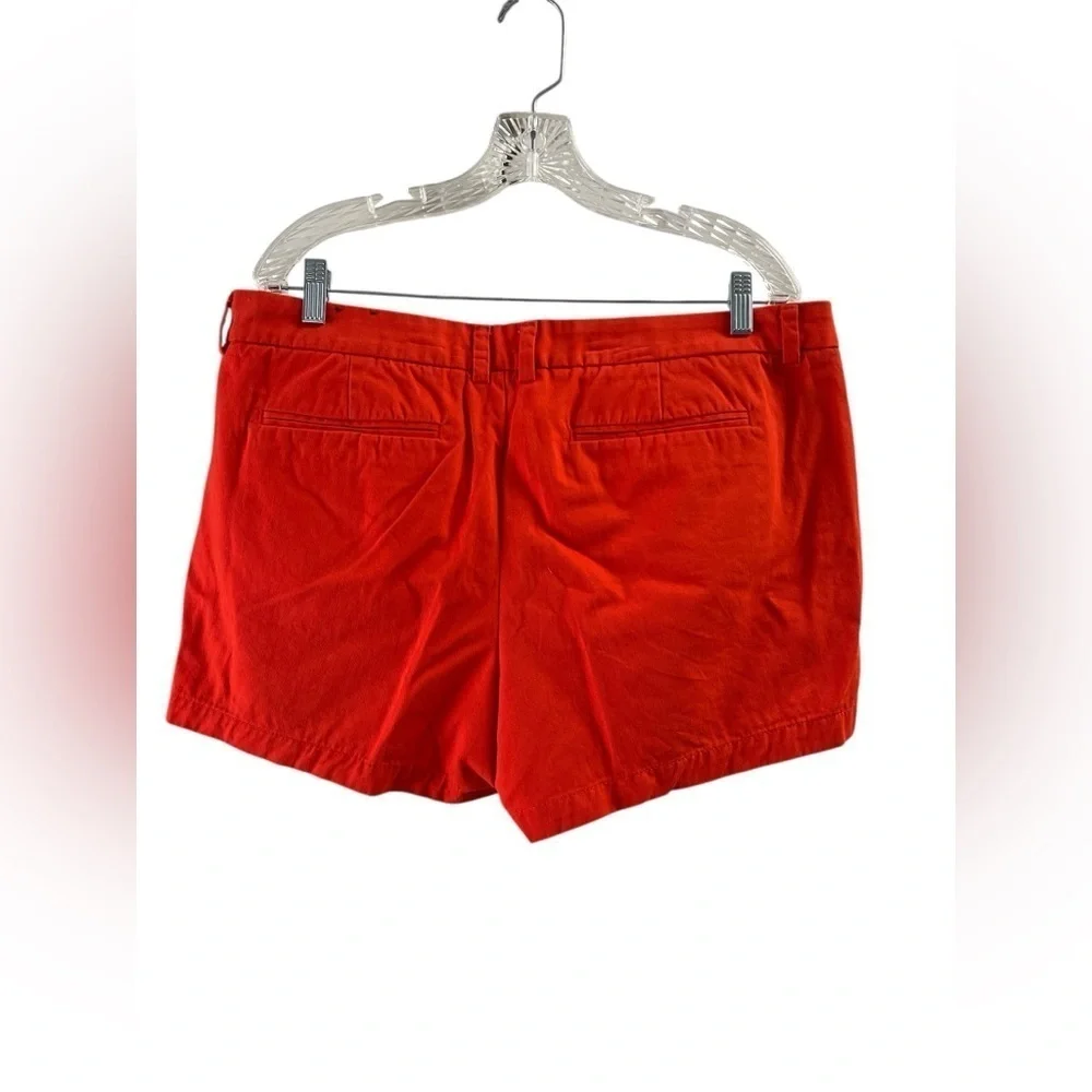 Red mid rise denim cotton shorts